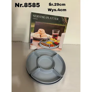 Sada melaminového nádobí pro servírování, modrý tác, 6 kusů