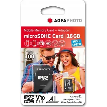 Paměťová karta AgfaPhoto MicroSDHC UHS-I 16GB High Speed Class 10 U1 + adaptér