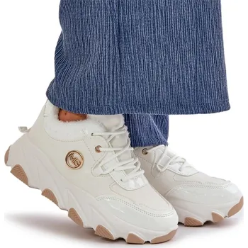 Dámské tenisky DÁMSKÉ ZATEPLENÉ SPORTOVNÍ BOTY NA PLATFORMĚ BÍLÉ SNEAKERSY VEL. 40