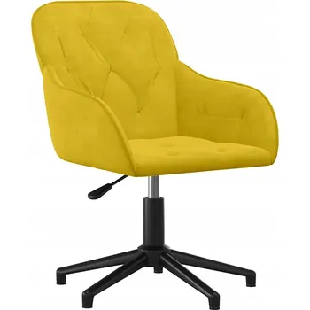 Otočná kancelářská židle sametová žlutá 56 x 61,5 x (72-80) cm