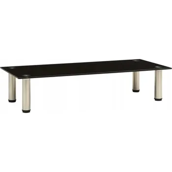 Konferenční stolek Stolek pod televizi z tvrzeného skla a oceli, černý, 80x35x17 cm