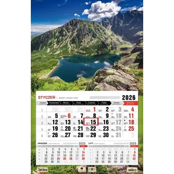 Kalendář Kalendář 2026 JEDNODÍLNÝ nástěnný 44x68cm Třídílný KTJ-3 XL Tatry
