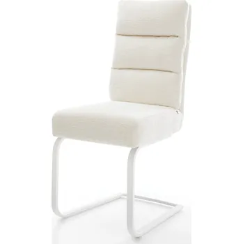 Jídelní židle DELIFE Jídelní židle Pela-Flex bouclé měkký béžová jídelní židle plochá bílá taštičkové pružiny