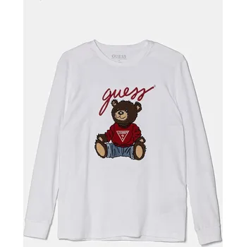 Dětská móda Dětské bavlněné tričko s dlouhým rukávem Guess L5RI32.K8HM4.PPYA bílá 00X, vel. 136-146