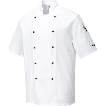 Pracovní zástěra PORTWEST Rondon Kent Chefs C734, krátký rukáv POR-C734WHRXXL 2XL Bílá
