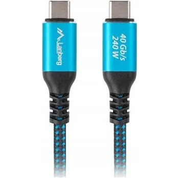 Datový kabel USB-C Kabel M/M USB4 0.5M 240W 8K 60Hz Černo-Modrý LANBERG