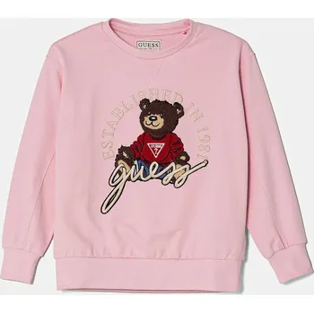 Chlapecká mikina Dětská bavlněná mikina Guess H5RJ01.KAD74.G.PPYA růžová 30X, vel. 122-125