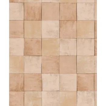 Tapeta BÉŽOVÁ TAPETA IMITACE DLAŽDIČEK, SILNÁ OMYVATELNÁ