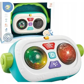 Hračka pro kojence INTERAKTIVNÍ RÁDIO CHRASTÍTKO LED ZVUK UKOLÉBAVKA