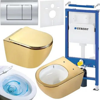 Klozet BPS-koupelny Podomítkový modul Geberit DuoFix s WC mísou MU-GL-WH-TR-03 + ovládací tlačítko Delta 30 chrom