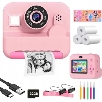 Digitální kompakt DĚTSKÝ FOTOAPARÁT DIGITÁLNÍ INSTANTNÍ RŮŽOVÝ + 3 ROLE PAPÍRU