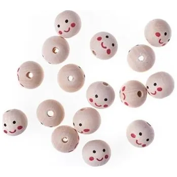 Obraz Korálky Dalprint dřevěné obličeje 20 mm 16 kusů