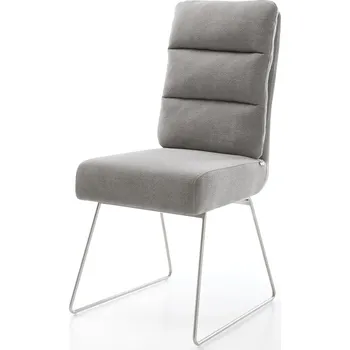 Jídelní židle DELIFE Jídelní židle Pela-Flex strukturovaná látka Měkký šedá tenká podnož nerezová ocel taštičkové pružiny