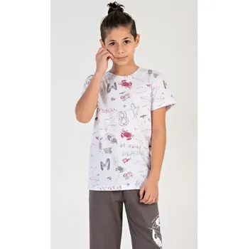 Pánské pyžamo Dětské pyžamo kapri Jakub světle šedá 9 - 10