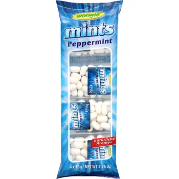 Cukrovinka Woogie mátové bonbony Peppermint 4×16 g - originál z Německa