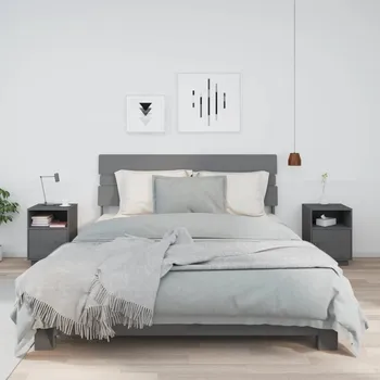 Noční stolek Nábytek XL Noční stolky 2 ks šedé 40 x 34 x 55 cm masivní borové dřevo 818320