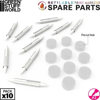 Hroty pro plnitelné fixy Green Stuff World, velikost #2 (10 ks)