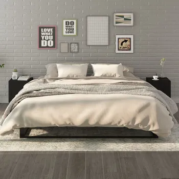 Noční stolek Nábytek XL Noční stolky 2 ks černé kompozitní dřevo 812063