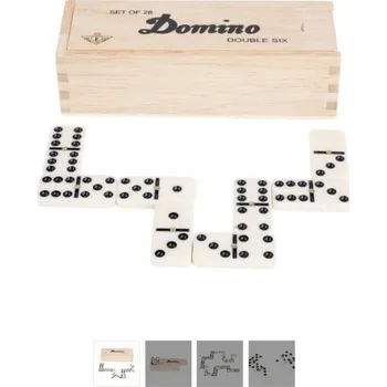 Desková hra LONGFIELD domino v dřevěné krabičce double6 28 kusů