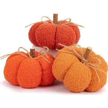 Vánoce Sada 9 umělých sametových dýní Oairse, 8 cm, umělé dýně pro podzimní dekorace, dekorace na stůl,