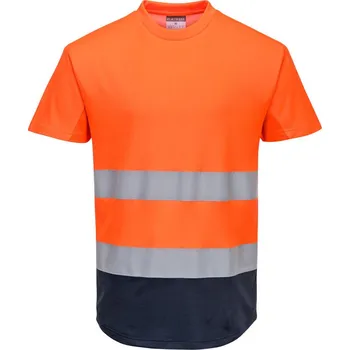 PORTWEST Dvoubarevné síťované tričko Velikost: S, Barva: oranžová-námořní modrá