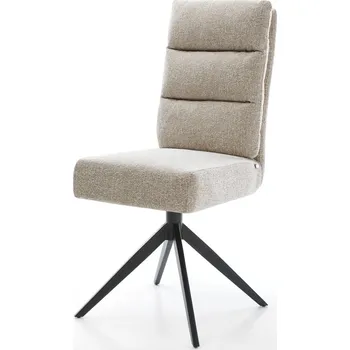 Jídelní židle DELIFE Jídelní židle Pela-Flex tkanina Měkký béžová křížová podnož široká černá 360° otočný houpací funkce taštičkové pružiny