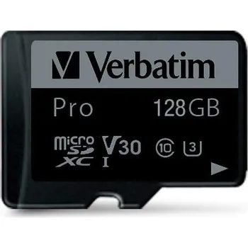 Paměťová karta Paměťová karta Micro SDXC Verbatim Pro U3 128GB (90/45 MB/s) Class 10 U3 V30