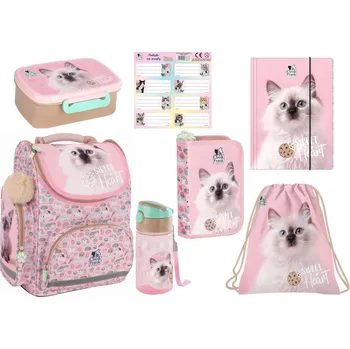 Školní batoh Zvýhodněná školní sada Cleo a Frank kočka 7ks