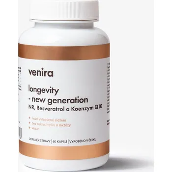 VENIRA longevity - nová generace - NR, Resveratrol a Koenzym Q10, 60 kapslí