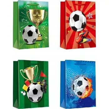 Dárková taška Dárková taška modrá Míč Plamen 26 x 32 x 10 cm DÁREK UPOZORNĚNÍ