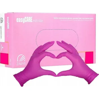 Vyšetřovací rukavice Nitrilové rukavice bez pudru RŮŽOVÉ S 100 Ks easyCARE pink Zarys