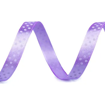 Stuha Saténová stuha s puntíky šíře 10 mm, střední, 7 fialová lila