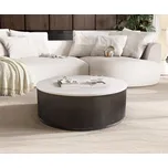 DELIFE Konferenční stolek Fiorano 90x90 cm mramor bílá kov černá vintage