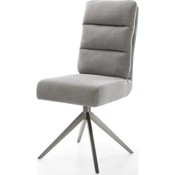 Jídelní židle DELIFE Jídelní židle Pela-Flex strukturovaná látka Měkký šedá křížová podnož široká grafitová 360° otočná houpací funkce taštičkové pružiny