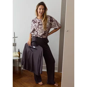 Dámské pyžamo Mefemi Iris pyžamo PW72 v plné délce S-2XL mléčně hnědá XXL