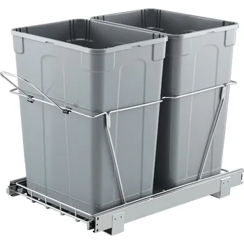 Odpadkový koš Vevor Výsuvný dvojitý odpadkový koš do skříňky pod dřez, plnovýsuvný kovový