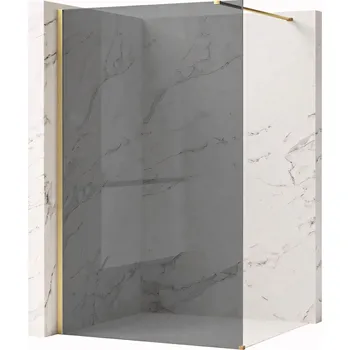 Bezrámová sprchová zástěna REA FLEXI GOLD BRUSH 80 cm, zlatá kartáčovaná/šedá kouřová - bez vaničky