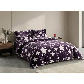 Povlečení Textilomanie Mikroplyšové povlečení HVĚZDY fialové 2 ks 70 x 90 cm | 200 x 220 cm zip