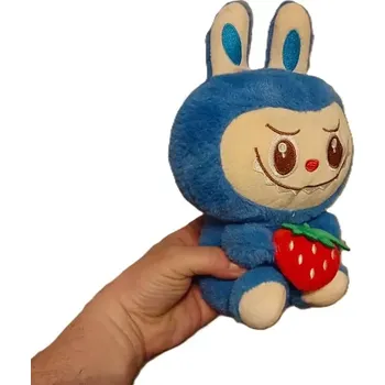 plyšák Plyšová hračka Labubu sedící s jahodou - modrá