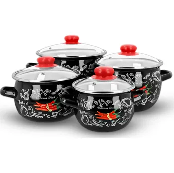 Sada nádobí SMALTOVANÉ HRNCE SADA INDUKCE PLYN SMALT NÁDOBÍ OLKUSZ SADA 8 KS