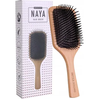 kartáč na vlasy Dřevěný kartáč na vlasy Paddle Brush se syntetickými štětinami NAYA