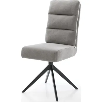 Jídelní židle DELIFE Jídelní židle Pela-Flex strukturovaná látka Měkký šedá křížová podnož široká černá 360° otočná houpací funkce taštičkové pružiny