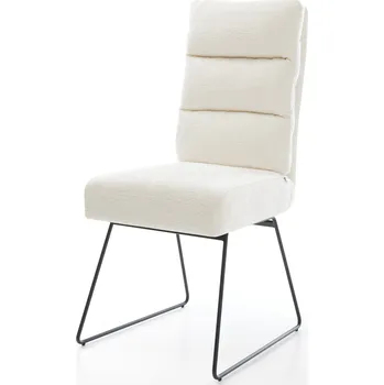 Jídelní židle DELIFE Jídelní židle Pela-Flex bouclé měkký béžová tenká podnož černá taštičkové pružiny