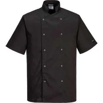 Pracovní zástěra PORTWEST Rondon Cumbria Chefs S/S C733, krátký rukáv POR-C733BKR4XL Černá 4XL