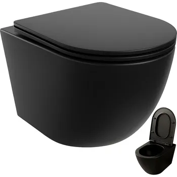 Klozet Závěsná WC mísa Rebiko ČERNÁ WC MÍSA BEZ OKRAJE (RIMLESS)