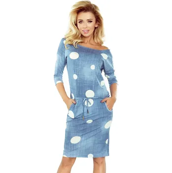 Dámské oblečení Dámské sportovní šaty v džínové barvě s bílými puntíky model 5917627 XL