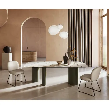 Jídelní stůl DELIFE Jídelní stůl Edge Boot 240x120 cm keramika Calacatta Luxe bílá zlatá šedá Troa kov efektová úprava titan