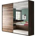 Skříň 220 Beta se zrcadlem - Helvetia Tmavý dub / ořech 221x210 cm