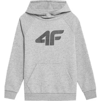 Dětská móda Junior šedá mikina 4F s kapucí pro volný čas, 128 i476_91809502