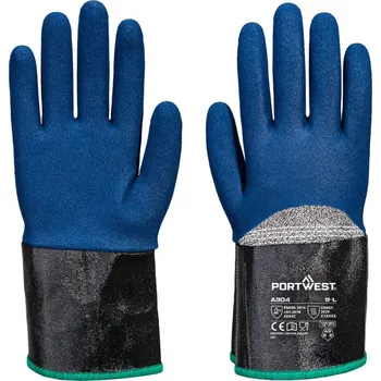 Pracovní rukavice PORTWEST Rukavice A304 Grip C13 Nitrile Foam Extend Cuff POR-A304G4RXL XL Šedá/modrá